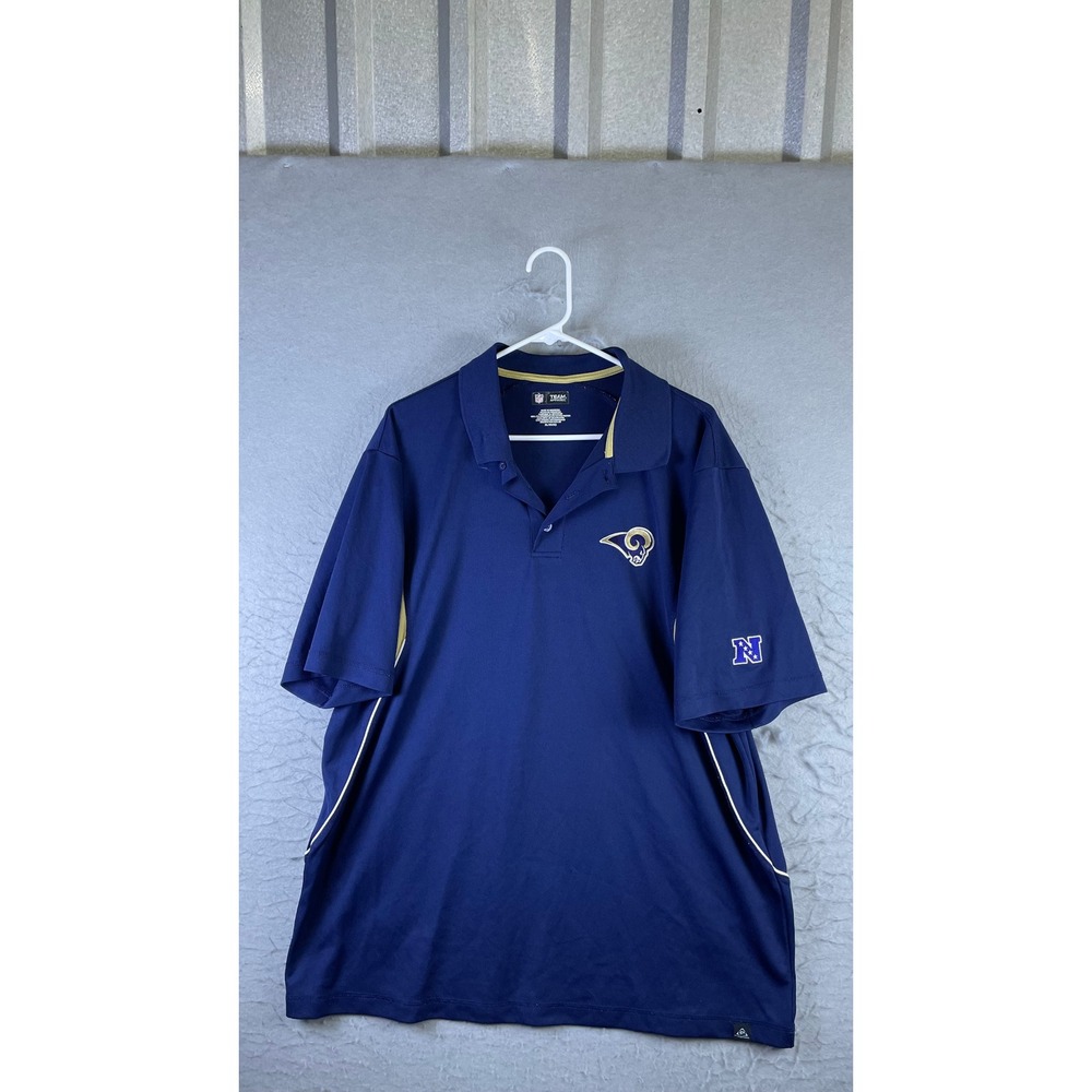 NFL Team Apparel Polo Shirt Mens XL Blue Excellent St. Louis Rams Mesh NFC Logo